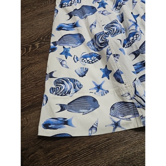 Avec Les Filles Blue Marin Print Fit & Flare Sleeveless Midi Dress Womens 10 NWT - Picture 6 of 13